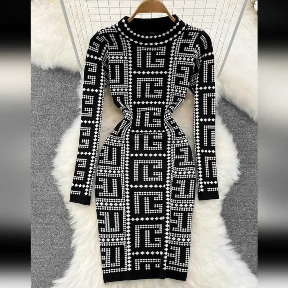 Monogram Jacquard Knit Dress